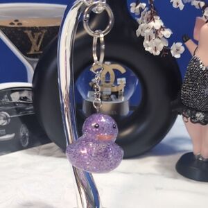 Bag Charm/ Keyring - Purple Glitter Sparkly Duck